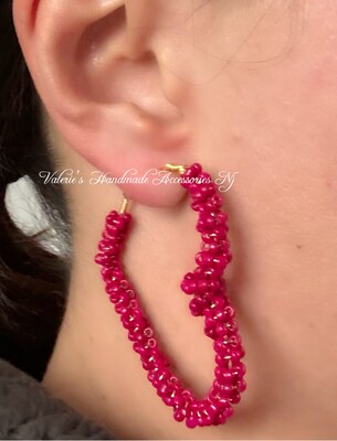 Wrapped beaded heart Valentine’s day earrings - image3